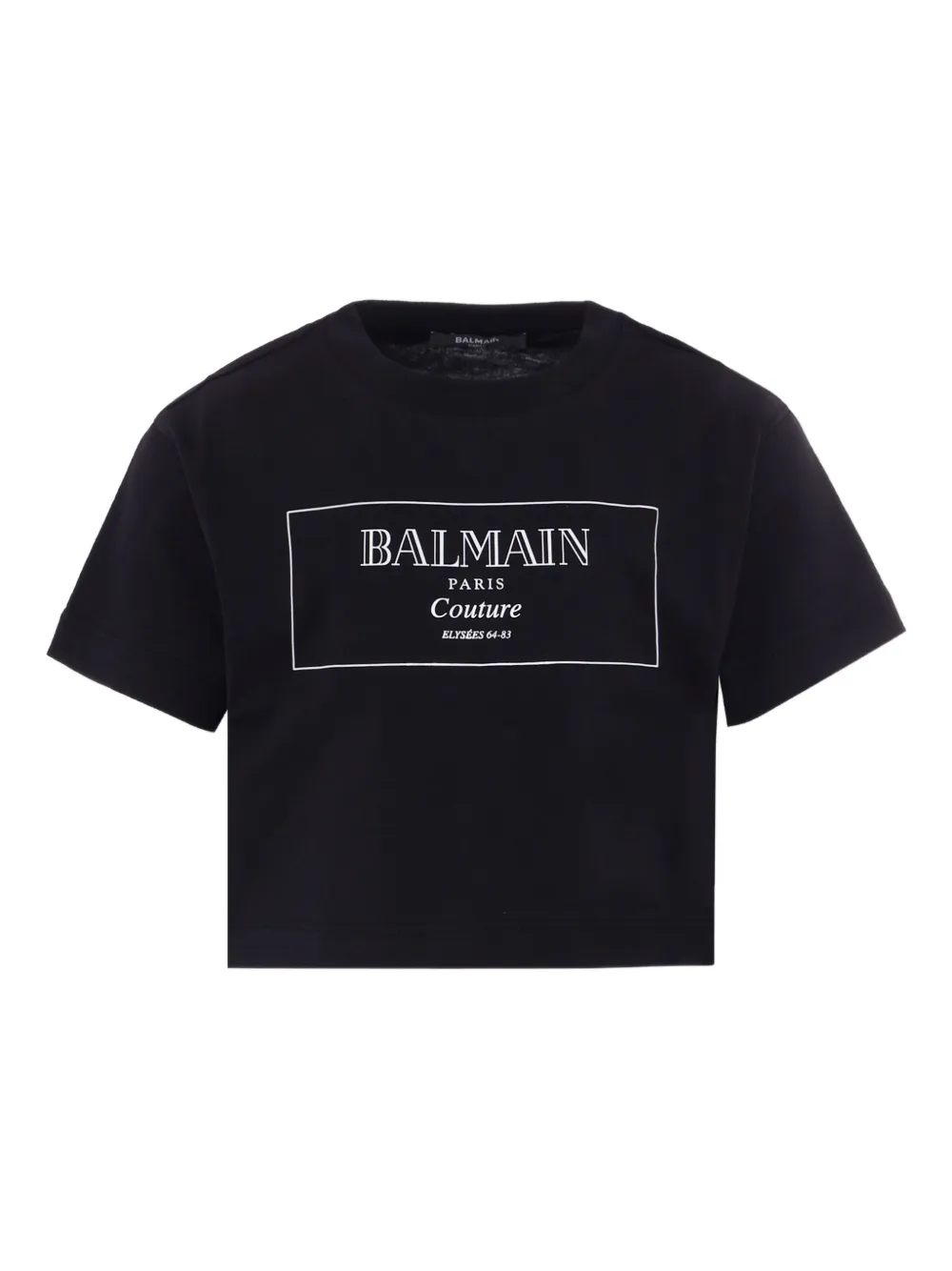 

Укороченная футболка с логотипом Balmain Kids, черный