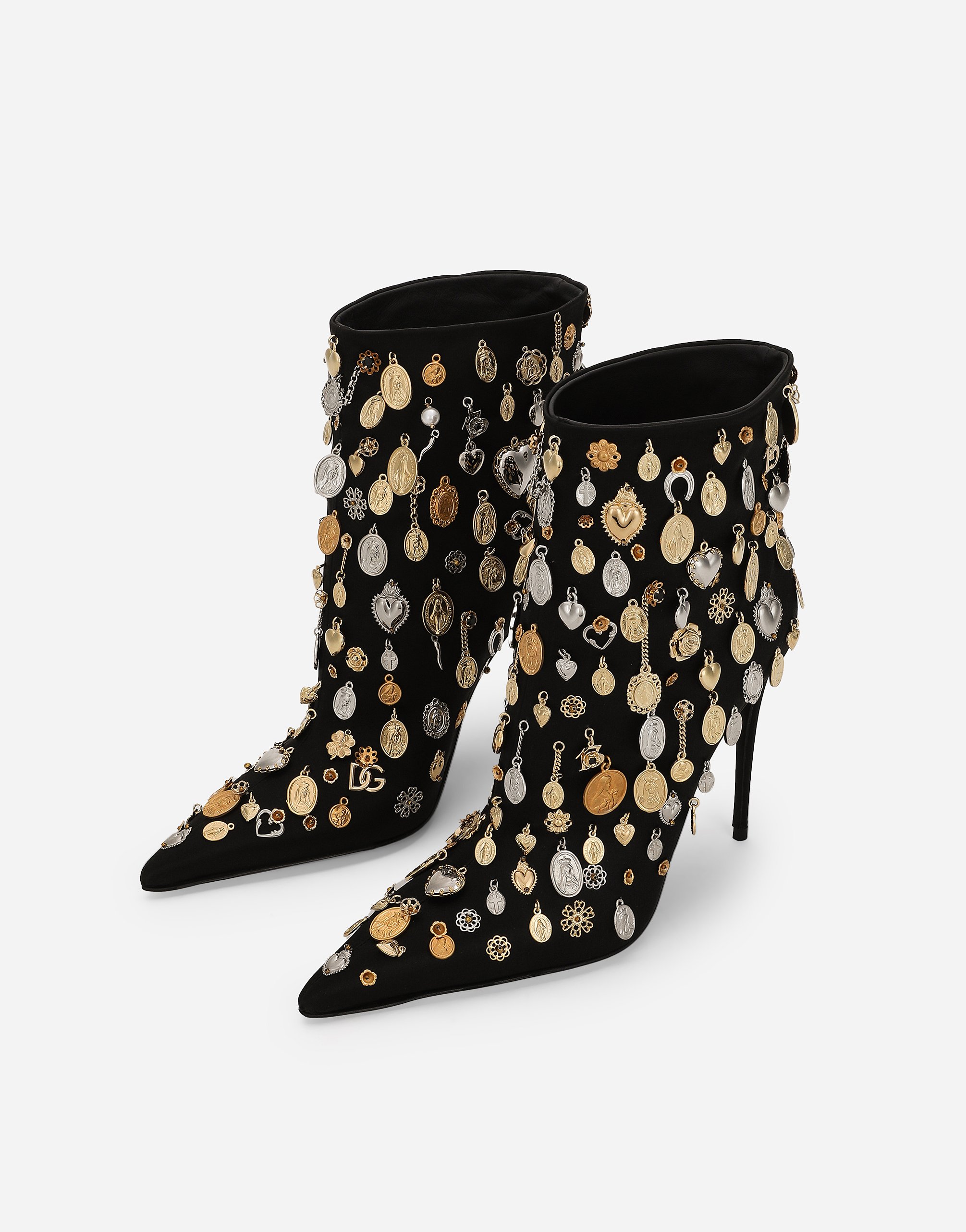 Атласные ботильоны с вышивкой Dolce & Gabbana, мультиколор — фото 4