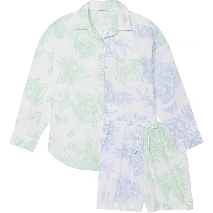 

Victoria's Secret Розовый хлопковый комплект пижамы с длинными рукавами Shi/GM&BCTT женский Mint