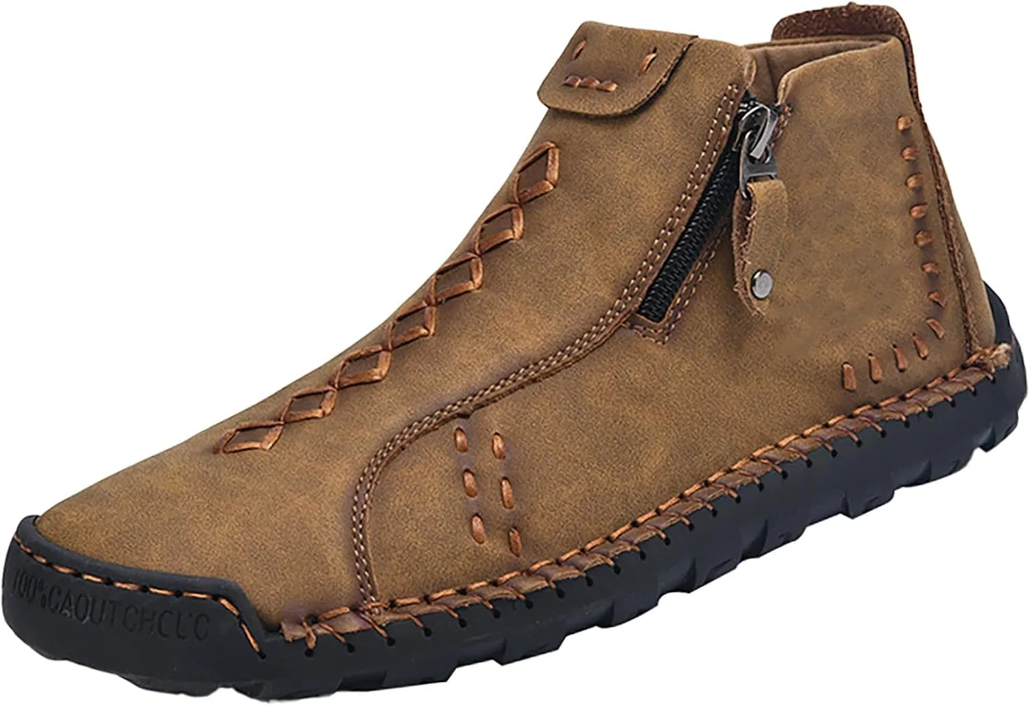 Herren Leder Freizeitschuhe, Лоферы Оксфордские слипоны Schuhe Stiefeletten Handnähte Seitlicher Reißverschluss, Прогулочные кроссовки Wanderschuhe Renaissance Mokassins Mittelalterliche Stiefel Generic, Braun