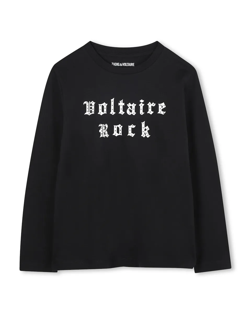 

Детская футболка черного цвета из хлопка Zadig & Voltaire