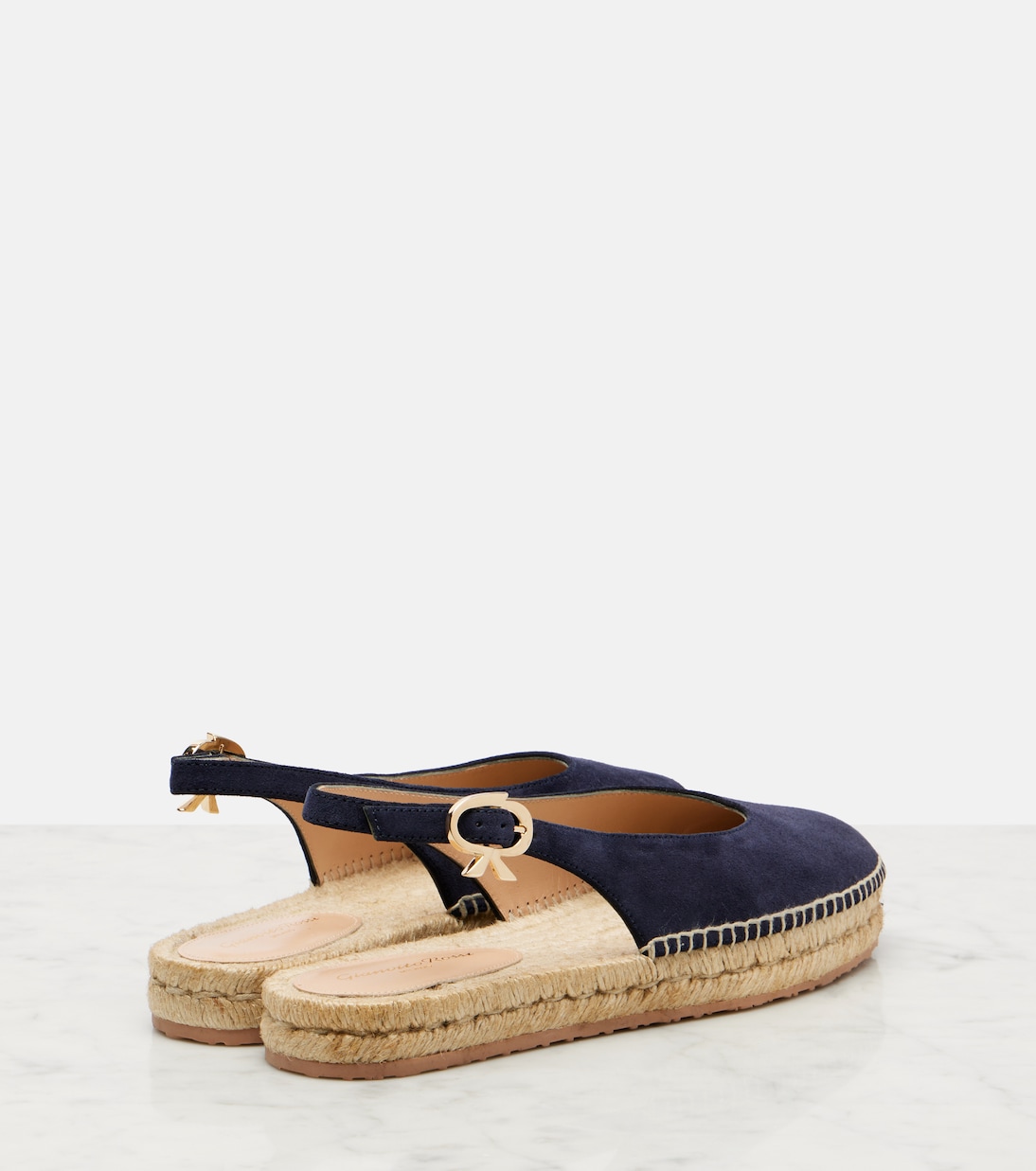 Паз замшевые сланцы на шлейках с эспадрильями Gianvito Rossi, Denim+Naturale — фото 2