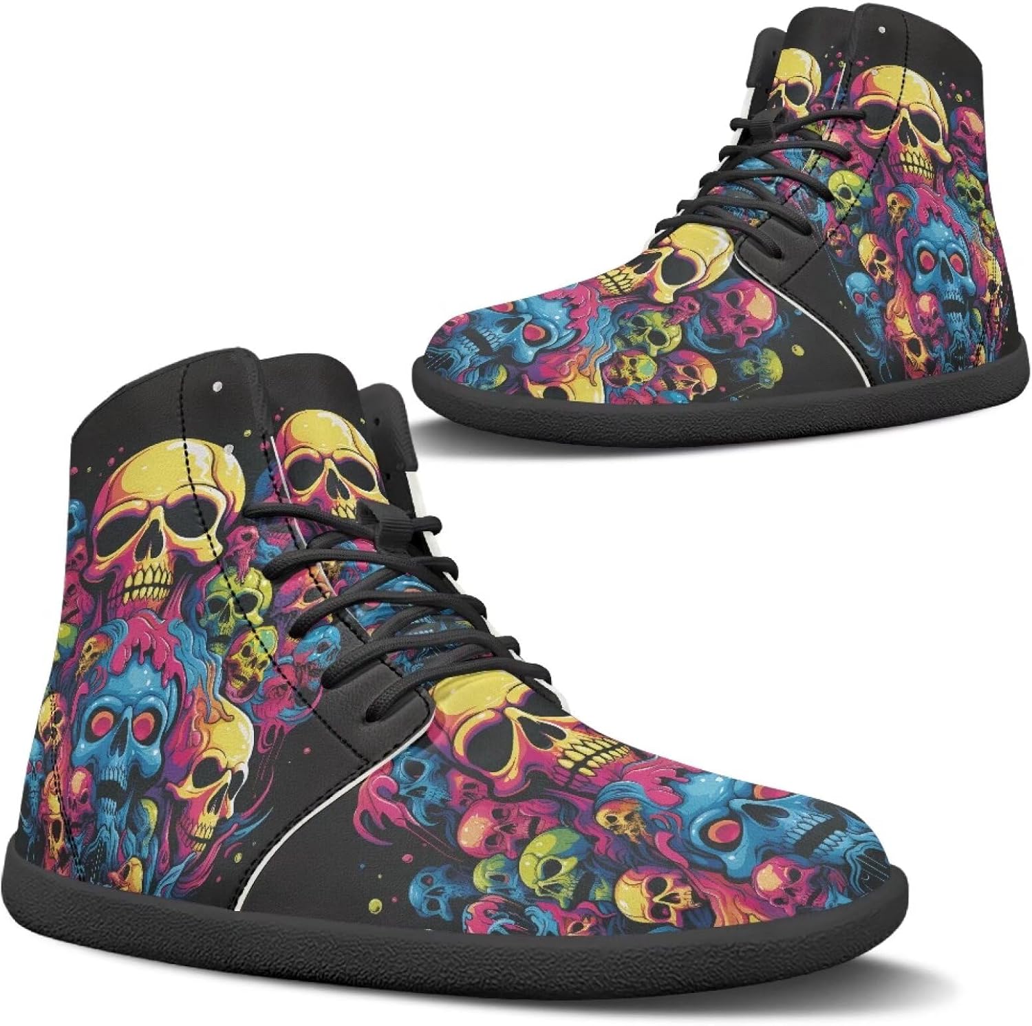 

Мужские ботинки без застежек с узором в виде сердца и пальцев, зимние снежные ботинки, теплые ботильоны Pugasmiru, Colorful Skull Pattern