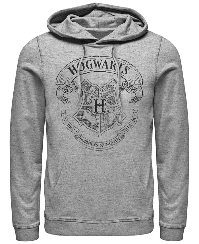

Мужская флисовая толстовка с капюшоном Deathly Hallows 2 Hogwarts Crest Fifth Sun, серый