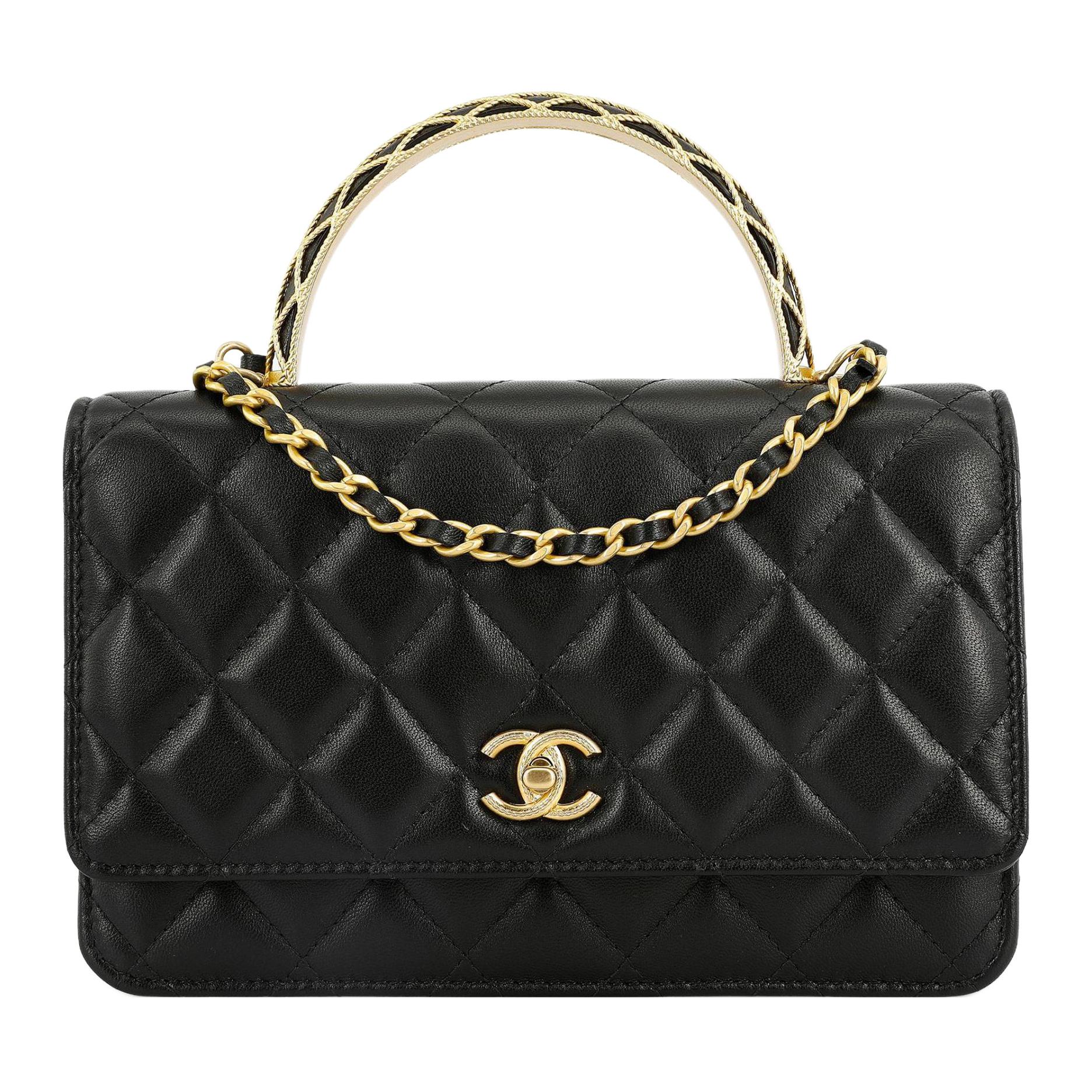 

CHANEL Овчинная цепная сумка через плечо, женская черная