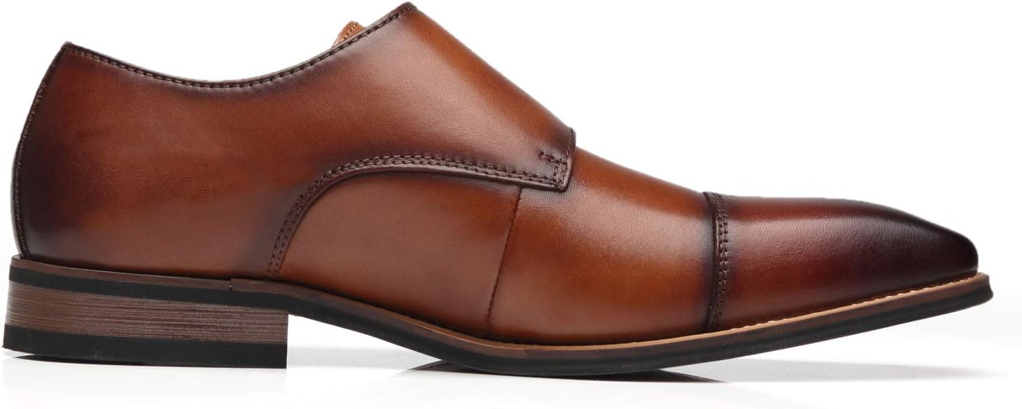 Мужские слипоны La Milano с двойной пряжкой Monk Strap, с закрытым носком, из кожи, оксфорды, формальные, деловые, повседневные, удобные туфли для мужчин, коричневый — фото 3