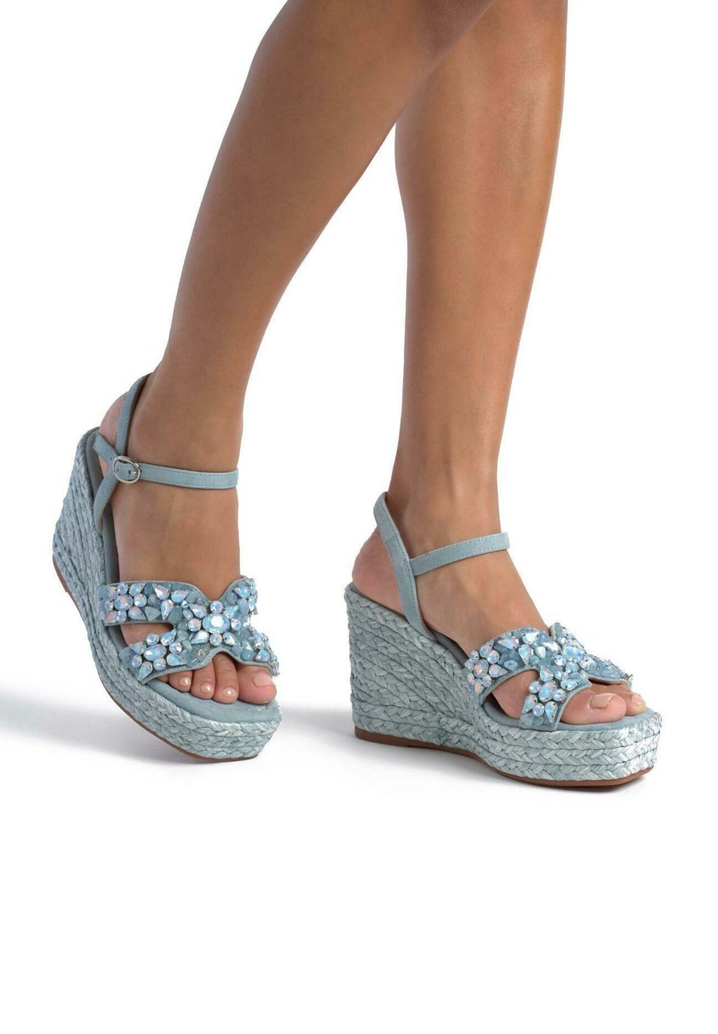 Босоножки на танкетке Espadrillas Alma en Pena, цвет Azul Jaspeado — фото 4