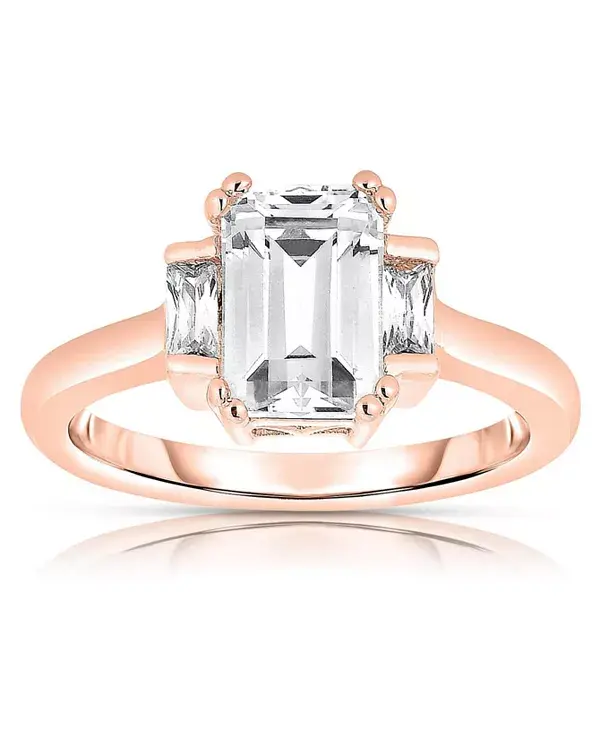 

Кольцо из стерлингового серебра с кубическим цирконием огранки «ашер» Genevive, pink