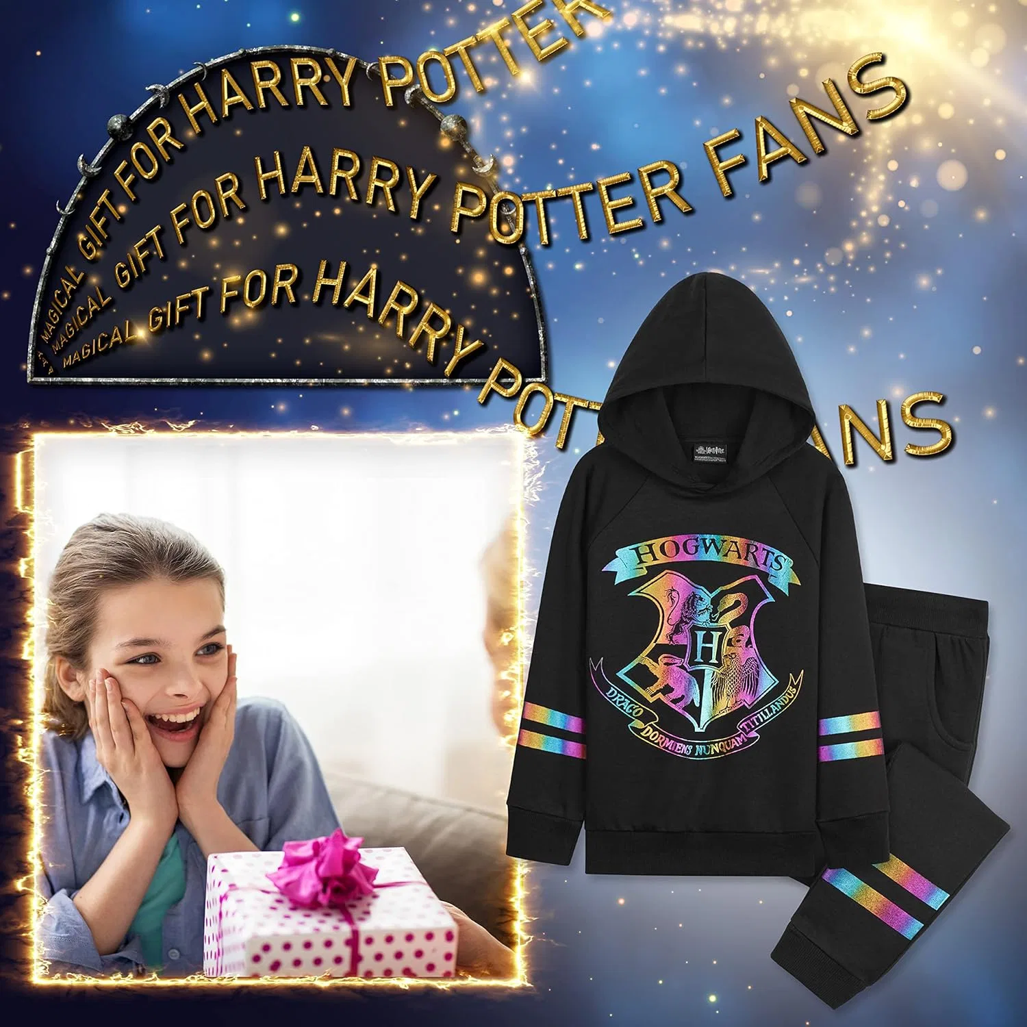 Детский спортивный костюм Harry Potter, худи и брюки, Black — фото 2
