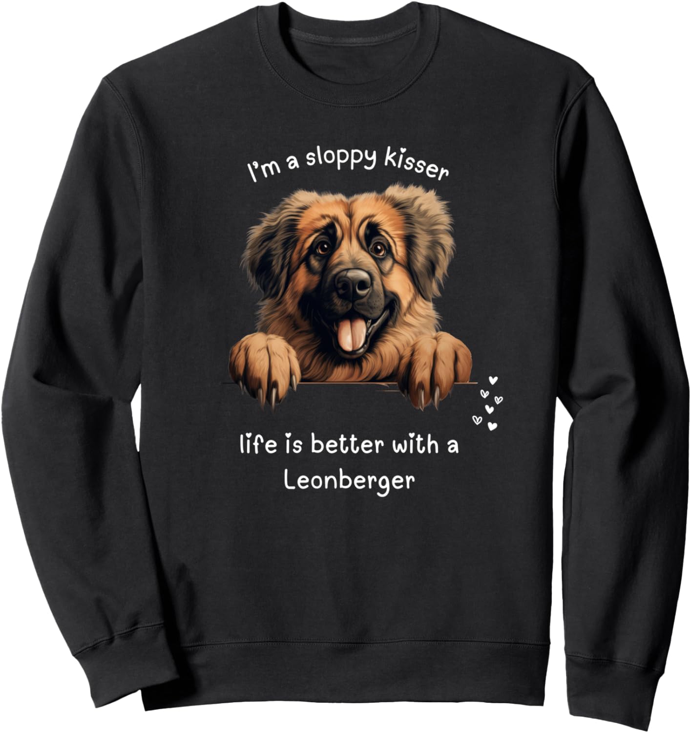 

Толстовка, Я бы лучше поцеловала, жизнь лучше с толстовкой Leonberger Dog Lover Puppy Breed Sloppy Kisser Life Is Better, черный