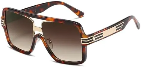 

Солнцезащитные очки квадратной формы 2026 года для женщин, винтажные солнцезащитные очки большого размера в крупной оправе для женщин/мужчин MTZJH, C2 Leopard Tea