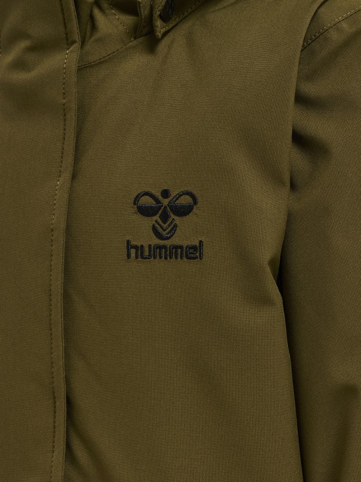 Hummel Детская куртка Hmlurban на молнии с отверстиями для больших пальцев, темно-оливкового цвета — фото 3