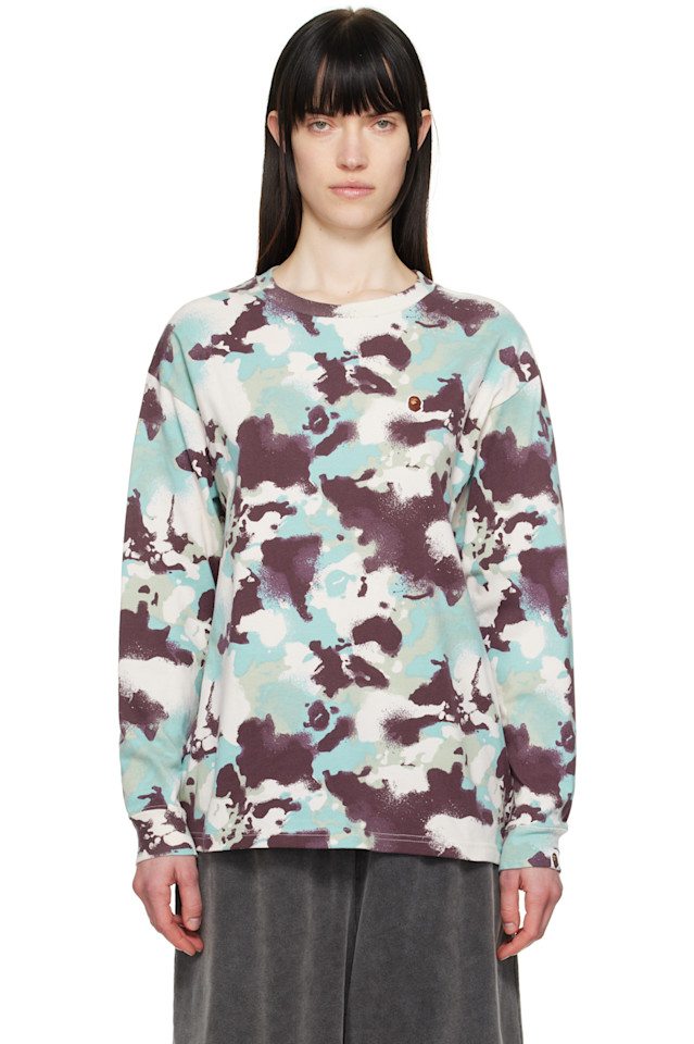 

Камуфляжная футболка с длинным рукавом Map Bape, мультиколор