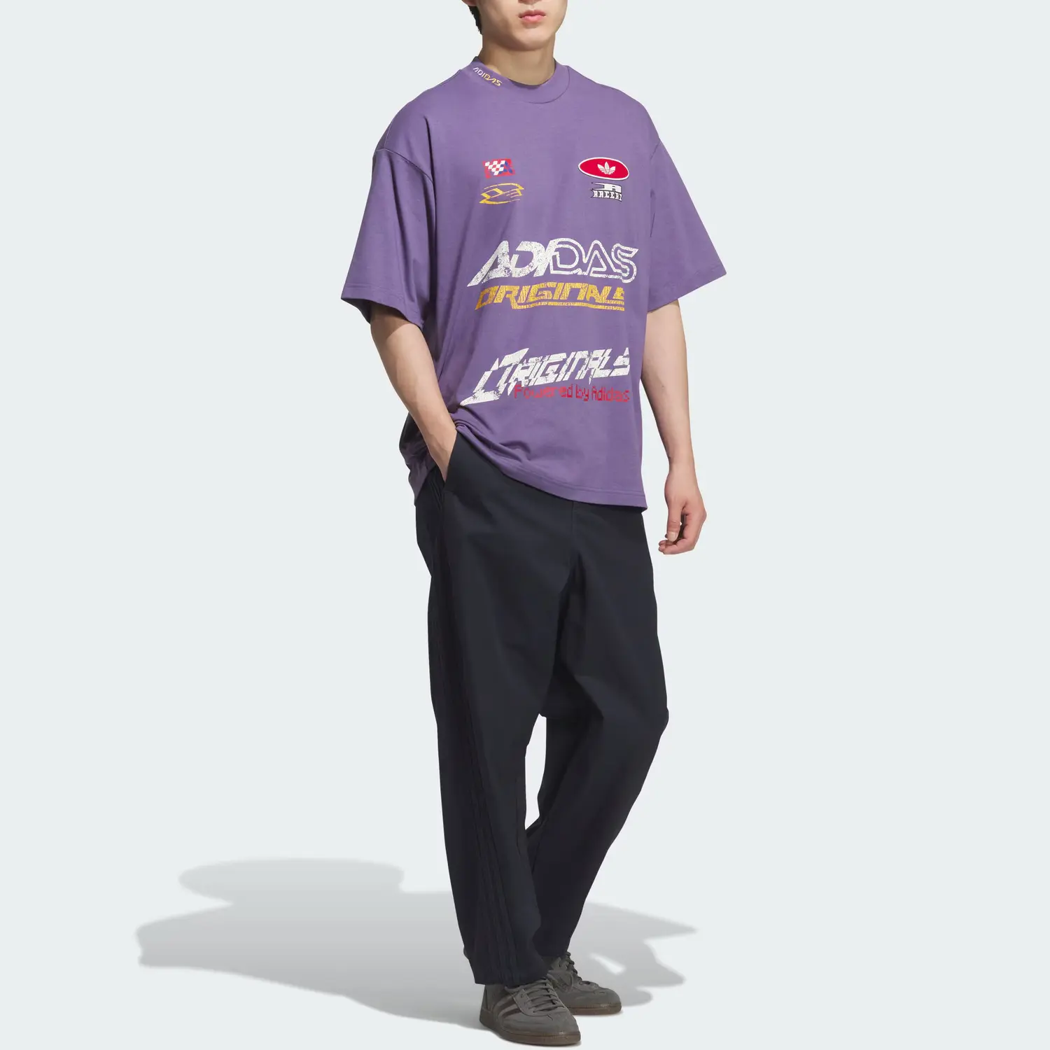 Футболка SS25 MOTO мужская Adidas Originals, фиолетовый — фото 4