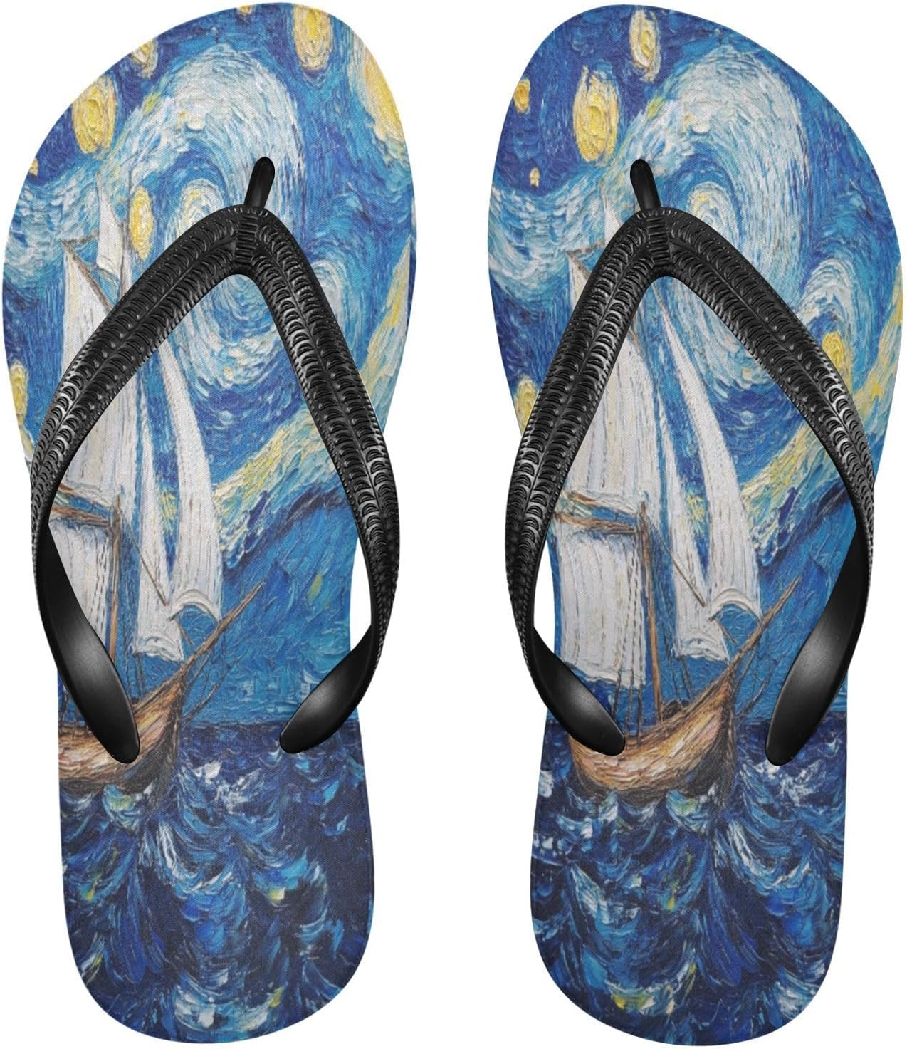 

Женские и мужские пляжные шлепанцы лодка Starry Night синие, резиновые, противоскользящие, летние, ситающие тви Sinestour