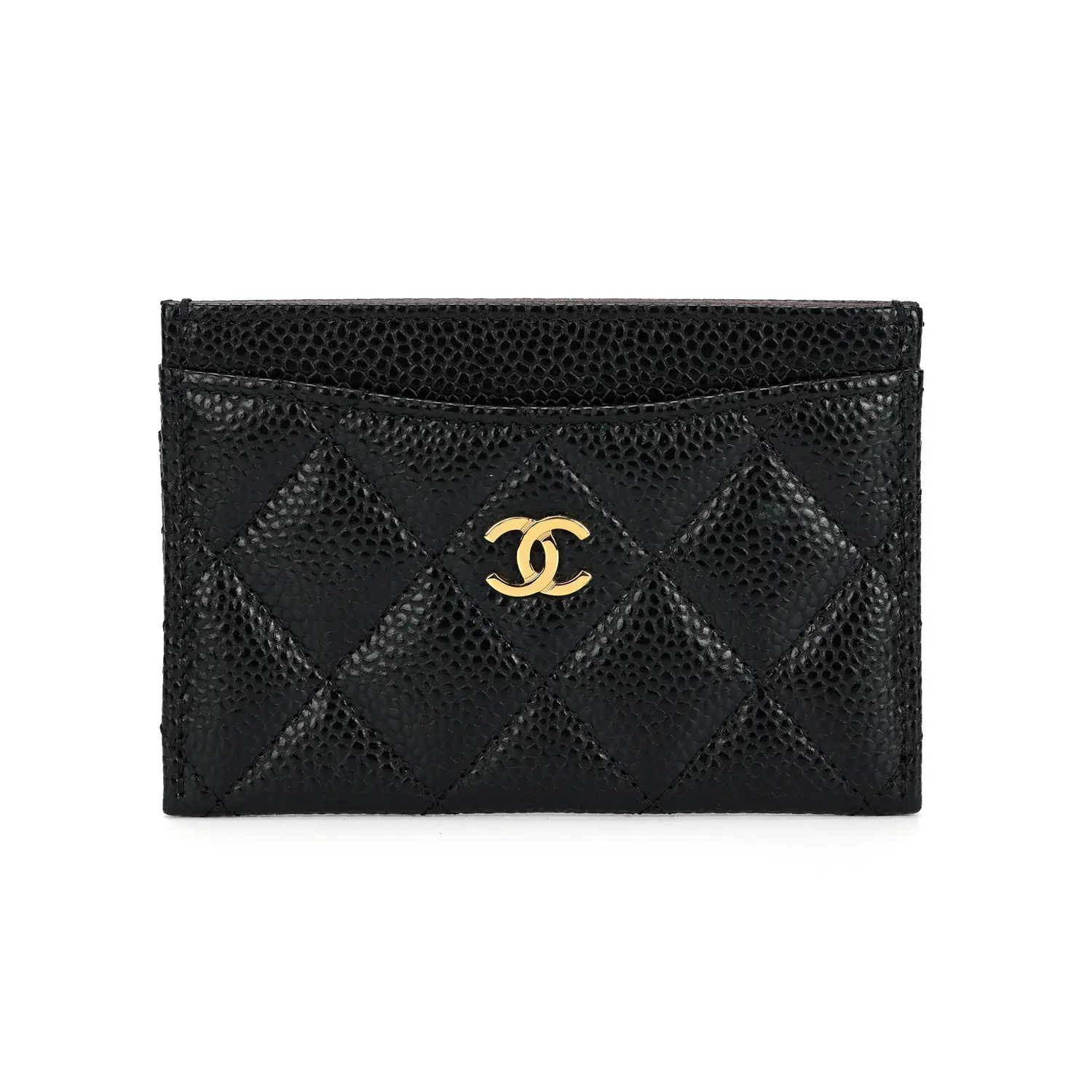 

CHANEL Женский кардхолдер из личи грайн коровьей кожи черный