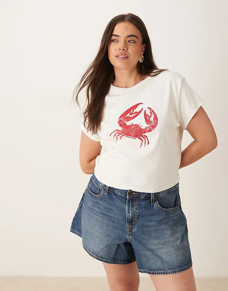 

Детская футболка ASOS DESIGN Curve с изображением краба кремового цвета Asos Curve