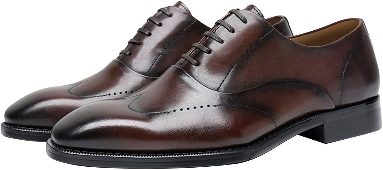 

Мужские оксфорды, формальная обувь из натуральной кожи, современные туфли под костюм, модные туфли для выпускного, свадьбы, делового и повседневного стиля, дерби, смокинговые туфли для мужчин Santimon, коричневый