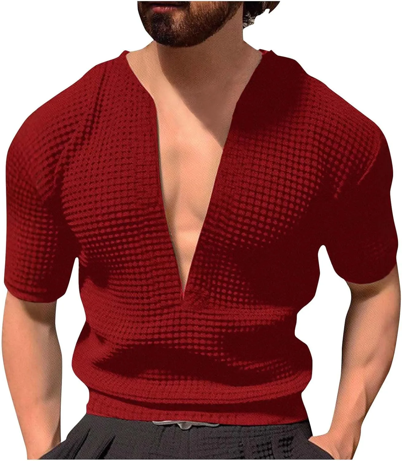 

Футболка NATHGAM мужская с глубоким V-вырезом, короткий рукав, для лета