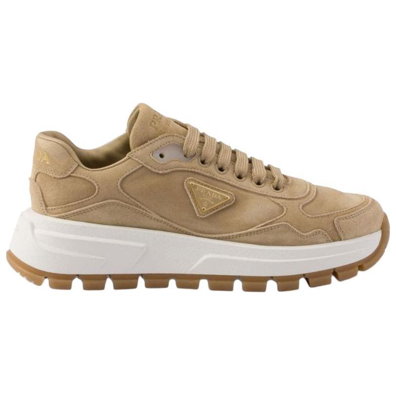 PRAX 01 Suede Low top Casual Shoes Women's Umber PRADA, коричневый — фото 3