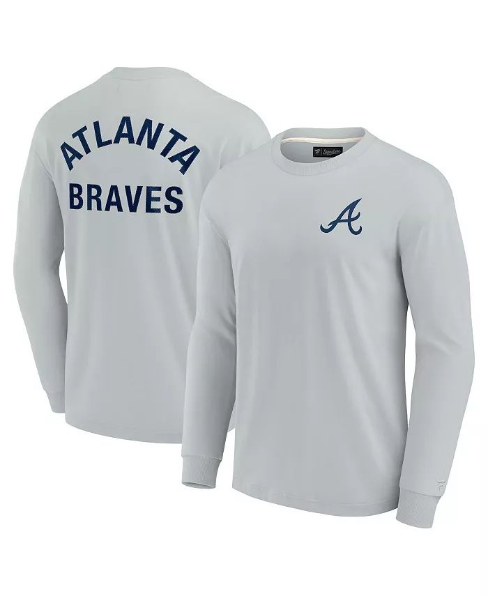 

Мужская и женская серая супермягкая футболка с длинным рукавом Atlanta Braves Fanatics Signature
