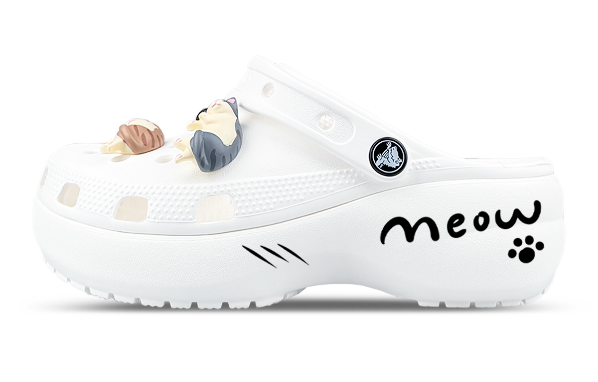 Crocs Классический подвесной сабо с 3D-эффектом, женские белые сабо с элементом котенка