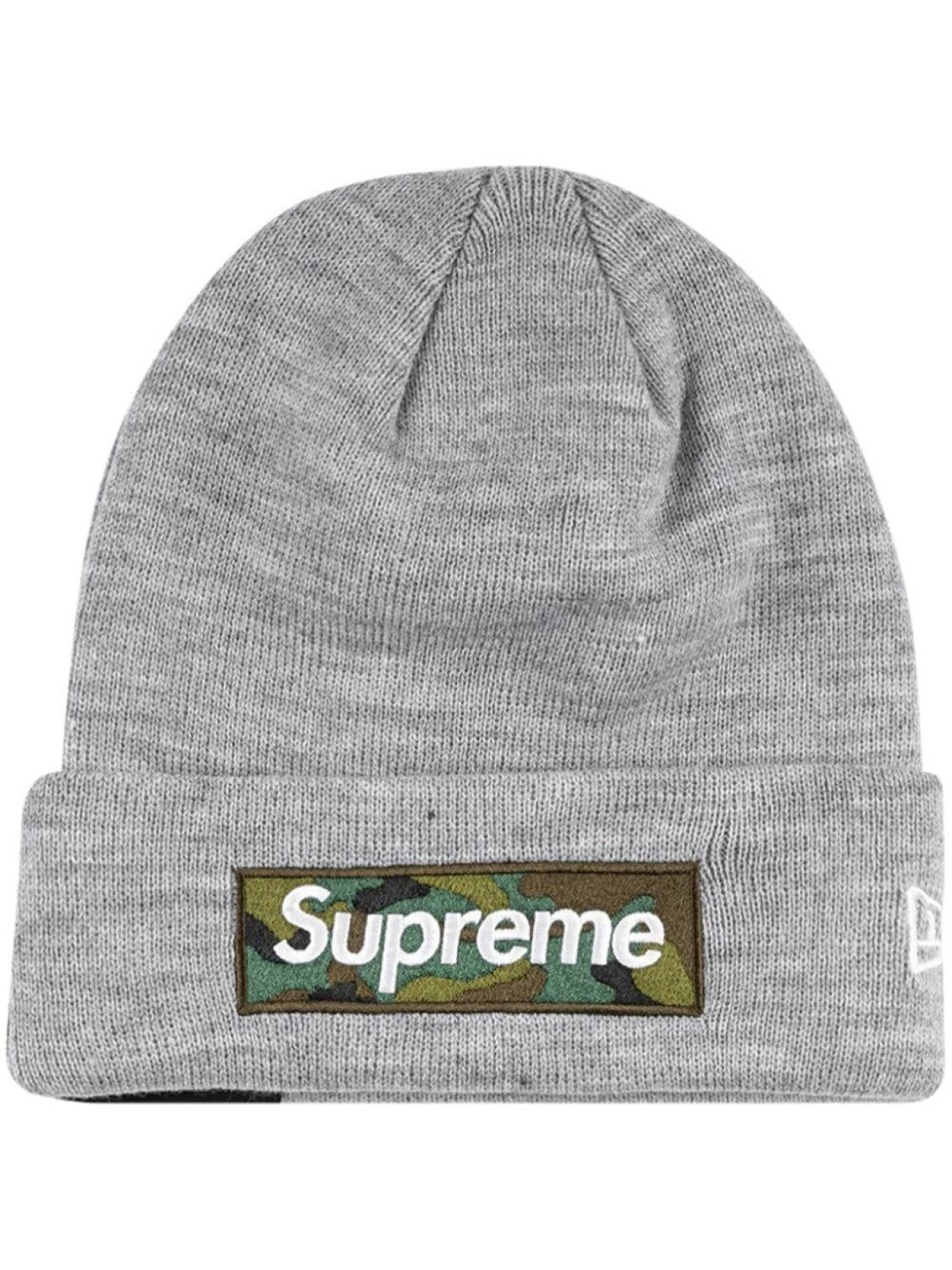 

Supreme шапка бини с логотипом из коллаборации с New Era, серый