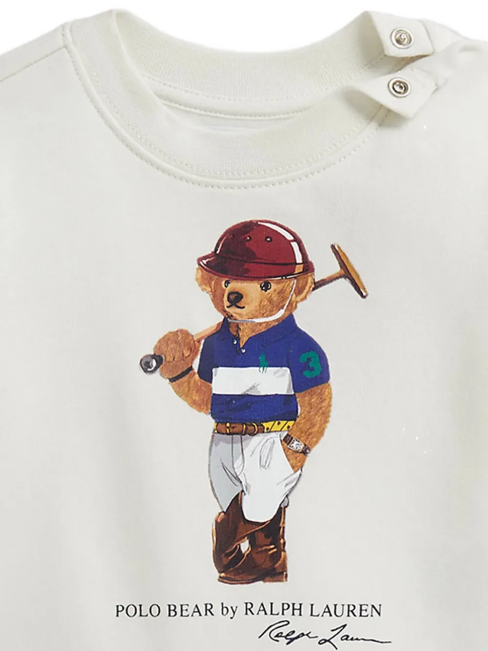 Свитшот с принтом и пуговицами POLO RALPH LAUREN KIDS, белый — фото 4