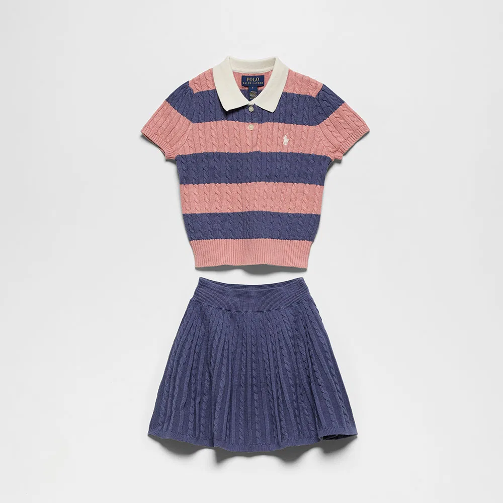 Детский комплект из свитера-поло и юбки из хлопка с косами от Polo Ralph Lauren Children