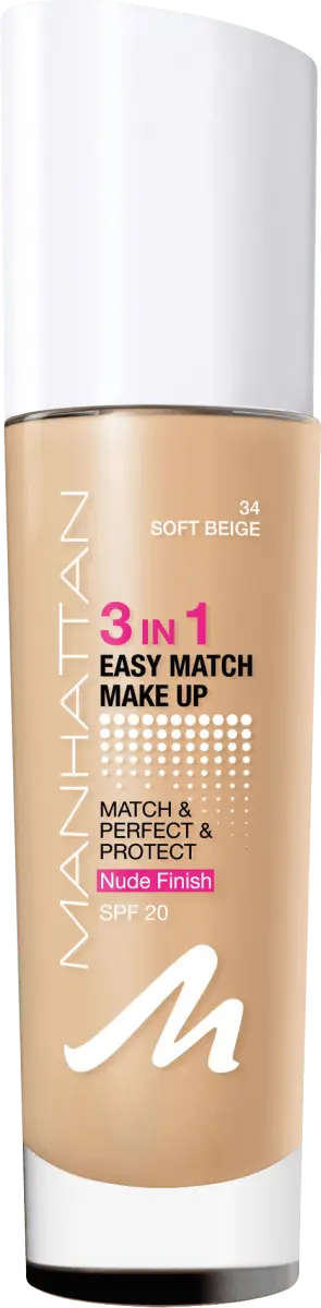 

Тональный крем 3в1 Easy Match Soft Beige 34 LSF 20 300мл MANHATTAN Cosmetics