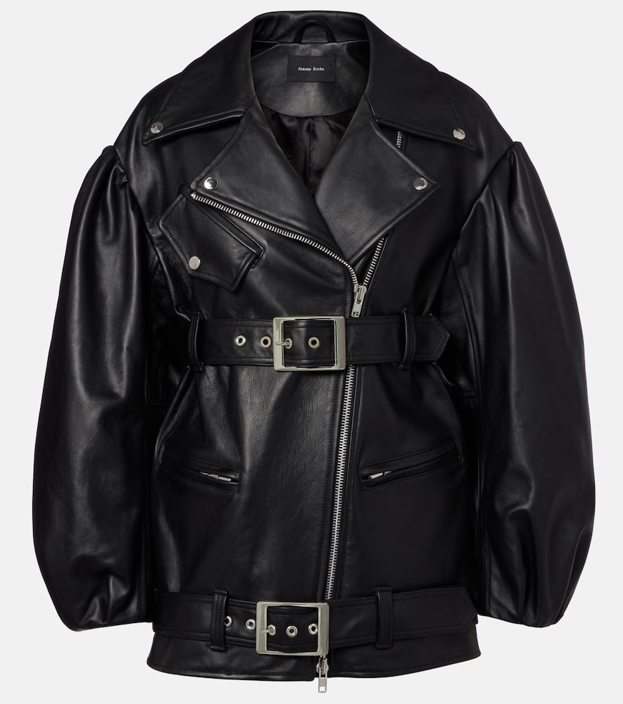 

Кожаный косуха с поясом Simone Rocha, Black