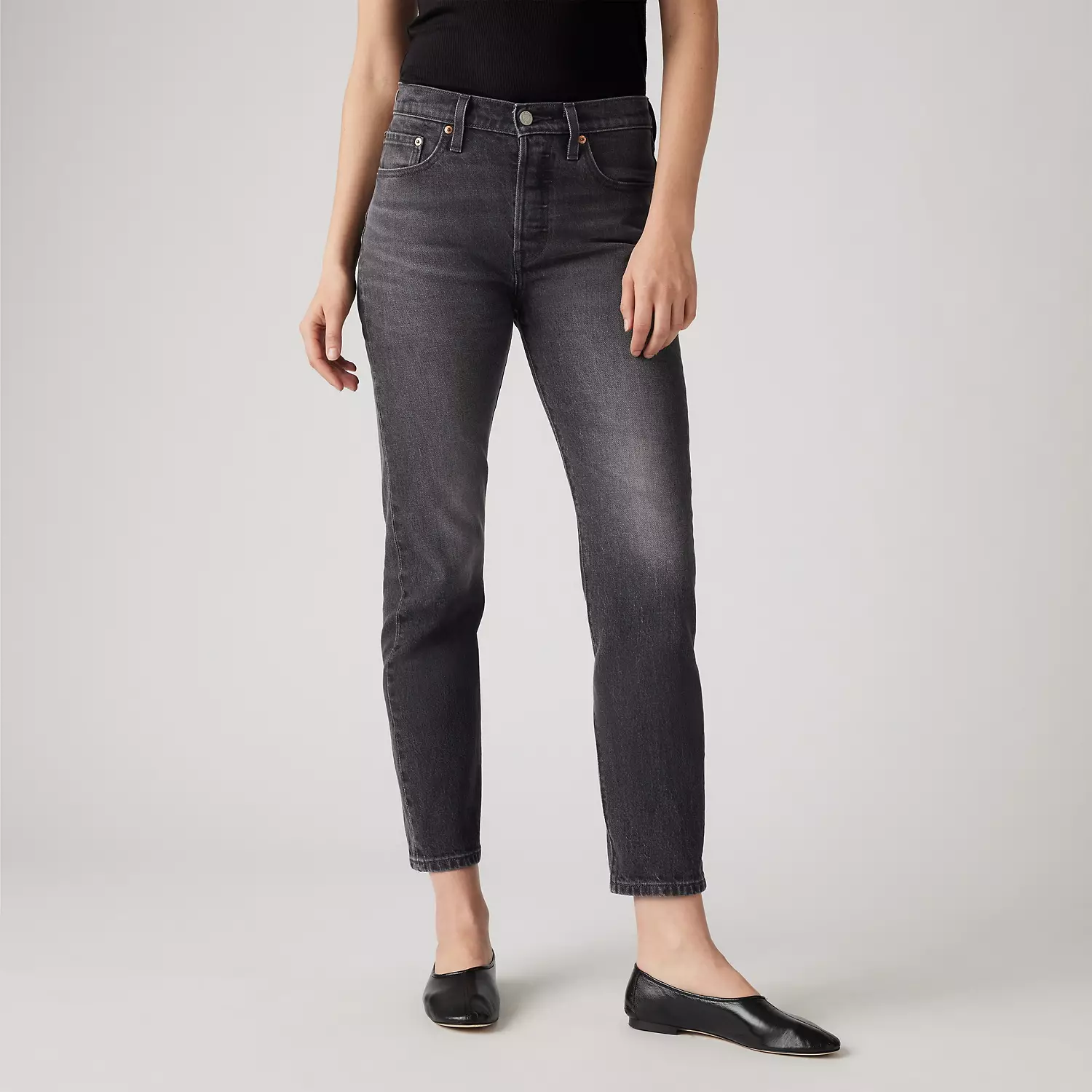 501 оригинальные укороченные женские джинсы Levi's, черный — фото 2