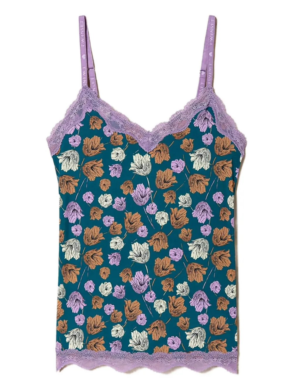 

Кружевная майка с цветочным принтом Twinset, зеленый