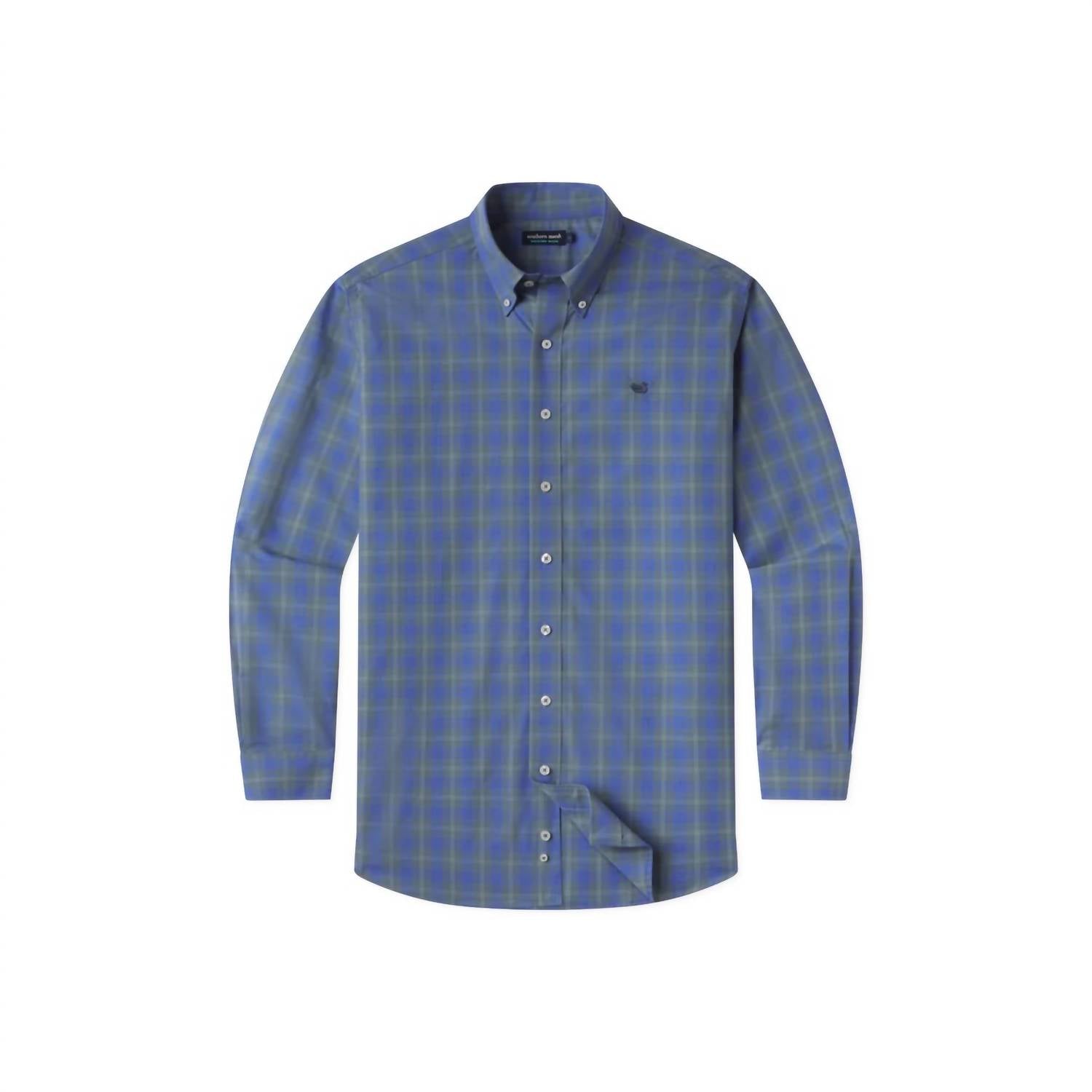 

Мужская рубашка Middleton Windowpane темно-зеленого/королевского синего цвета Southern Marsh
