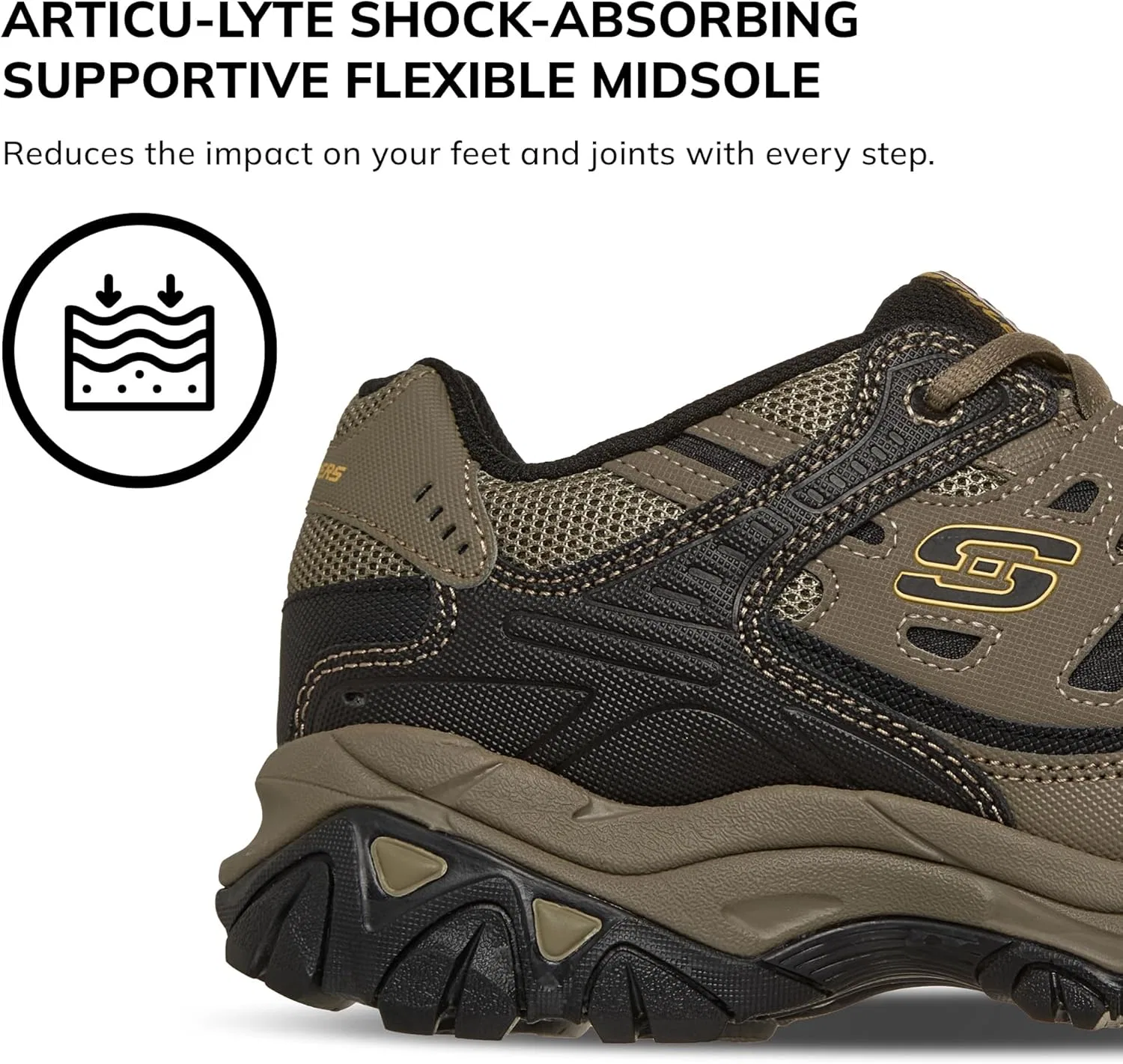 Мужские кроссовки Skechers Sport Afterburn Memory Foam Lace, Pebble Black — фото 4