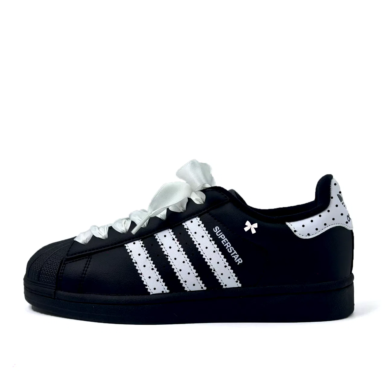Кроссовки для скейтбординга Superstar 2 Snow Reflects Polka Dot Low top Kids' Skateboarding Shoes Black White для подростков Adidas Originals