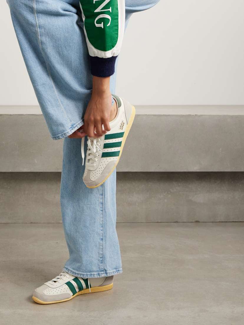 Кроссовки из перфорированной кожи с отделкой из японской замши Adidas Originals, белый — фото 2