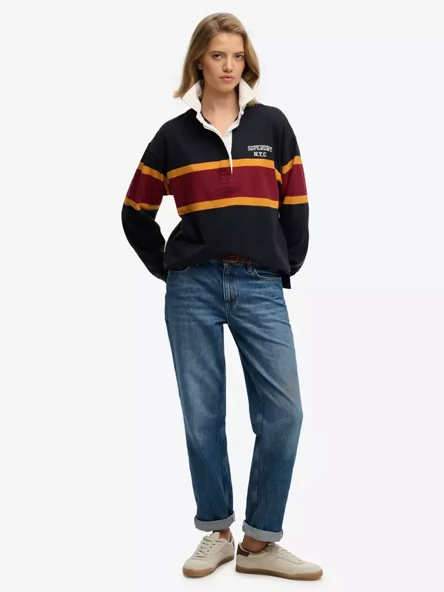 Регбийная футболка с полосками в стиле наследие Superdry, Eclipse Navy — фото 3