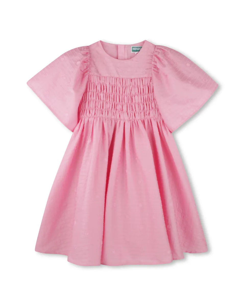 

Розовое платье для девочки с короткими рукавами Kenzo Kids, розовый