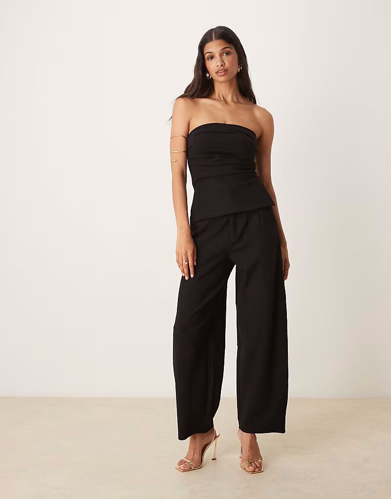 

Брюки-бочонки премиум-класса из ткани понте ASOS DESIGN черного цвета