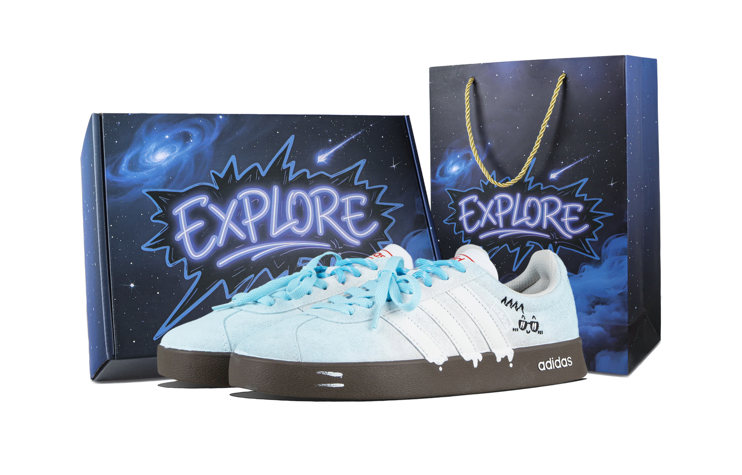 

Adidas ВЛ Корт 2.0 Айс Фан Кушенинг, износостойкие лоу-топ скейтборд обувь унисекс синий — светло-голубой, цвет Light Blue