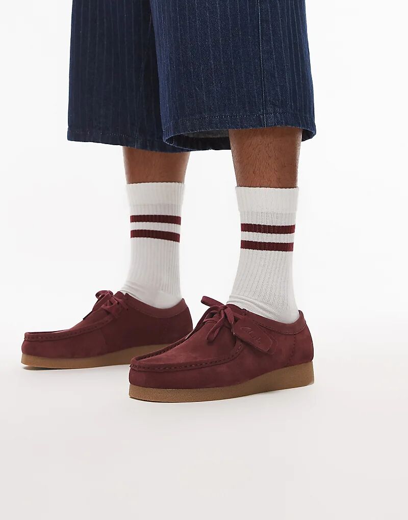 

Clarks Wallabee Evo из бордовой замши