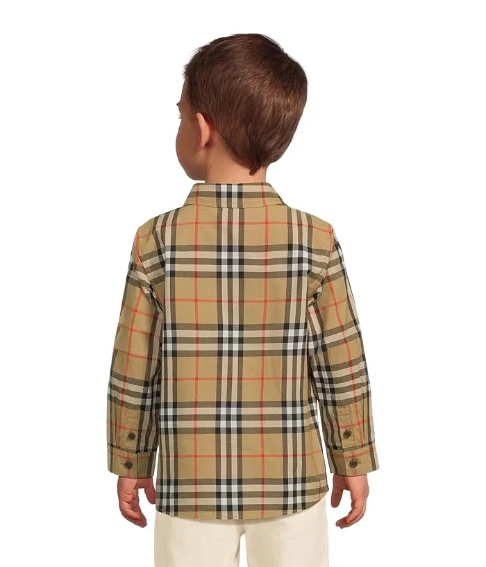 Рубашка с узором Burberry Check модель Owen Burberry Kids, Cornflower Blue Ip Check — фото 2