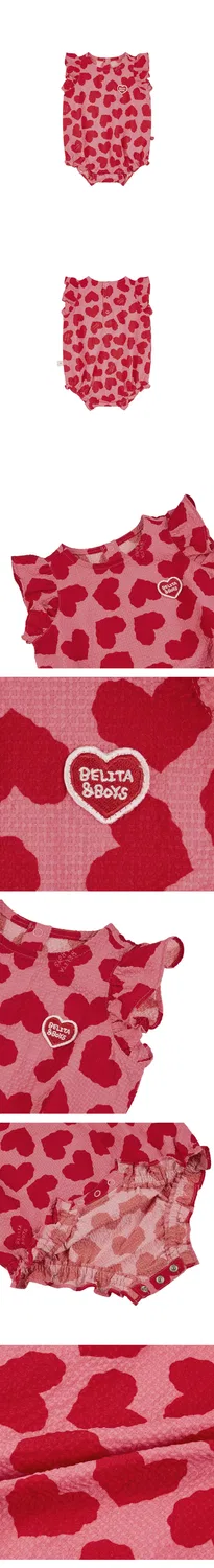 Детский боди с короткими рукавами из полиэстера с сердечками розовый от Belita&Boys — фото 3