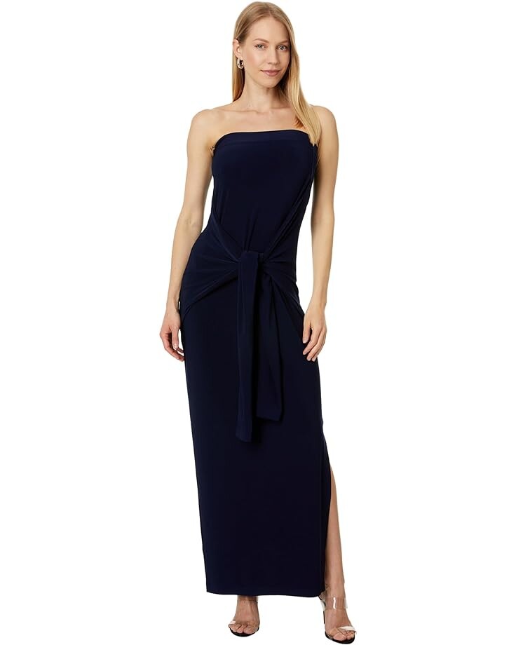 

Платье Norma Kamali Strapless All In One Side Slit Gown, цвет True Navy