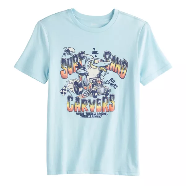 

Футболка с коротким рукавом и принтом для мальчиков 8-20 лет на каждый день Sonoma Goods For Life, цвет surf sand shark blue