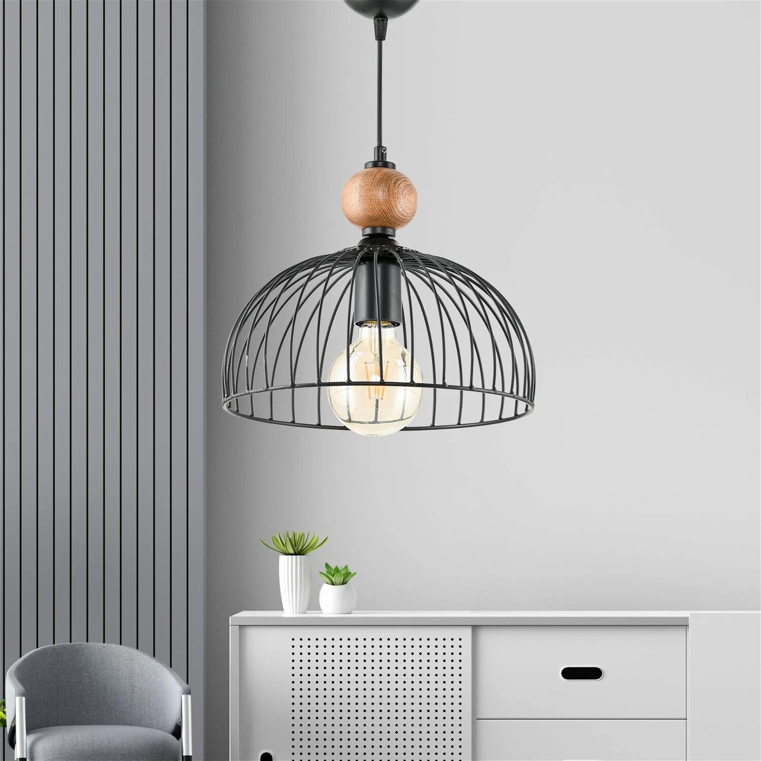 

Safir Light Cesta Деревянный Одинарный Подвесной Светильник - Черный