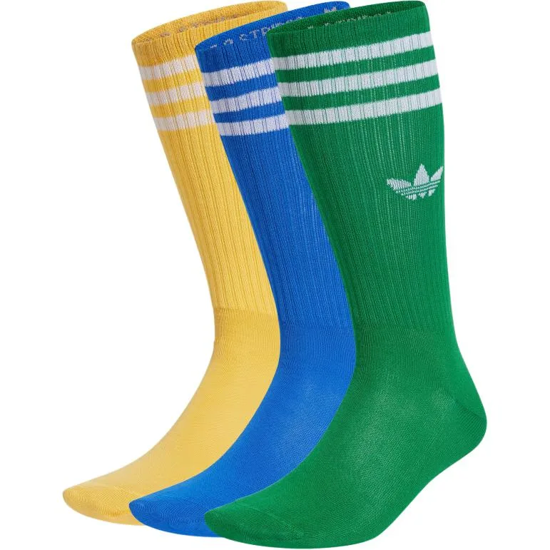 Носки Solid Crew 3 пары Adidas Originals, 3 pack (синий+зеленый+желтый)