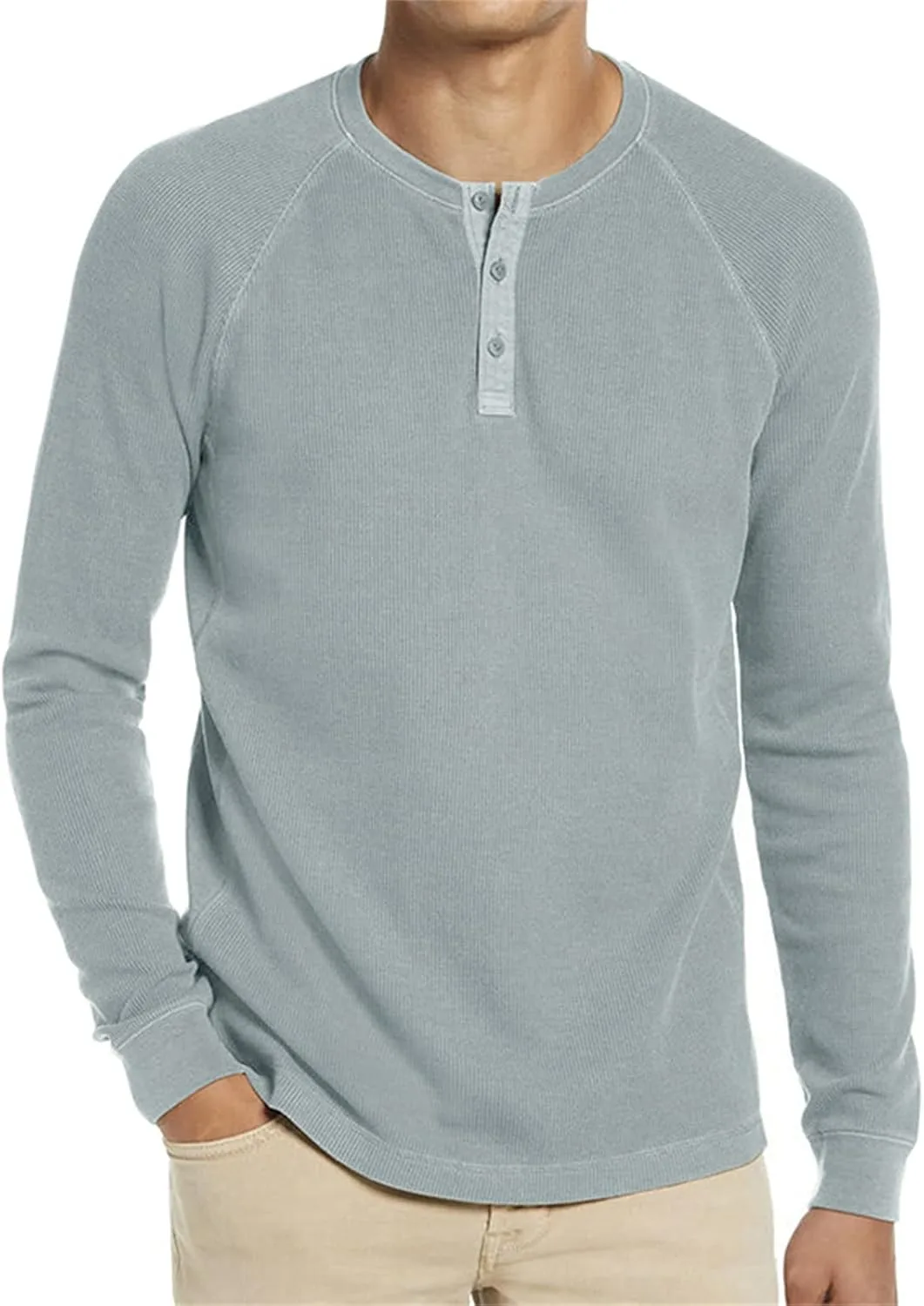 

Футболка-хенли Waffle для мужчин, длинный рукав, легкая Thatrich