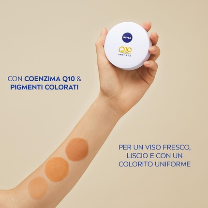 Крем для лица Nivea — Q10 Anti-Age -в-1 тональный -кушон для ухода за кожей, натуральный цвет — фото 2
